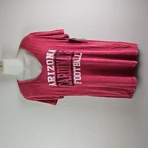 NFL | NWT Women's Red V-Neck Short Sleeves Distress Arizona Cardinals Tee Sz L